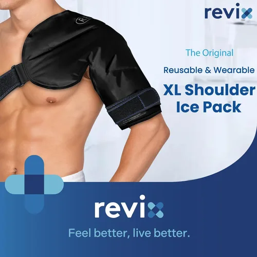 Vista 2 de REVIX Paquete de Hielo XL para Hombro Terapia de Frío para Manguito Rotador, Envolturas de Paquete de Hielo de Gel Reutilizable para Hombro