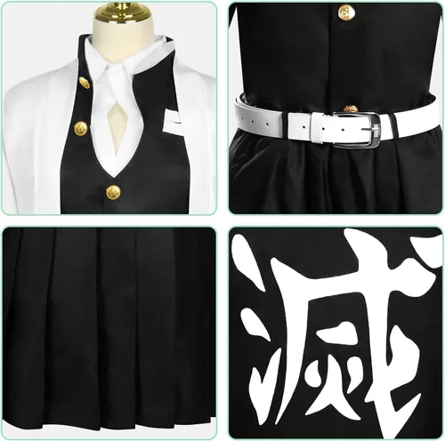 Vista 5 de Disfraz de cosplay de Demon Slayer traje completo de anime para fiesta de Halloween Kamado Nezuko Shinobu Tanjirou Zenitsu para hombre y mujer