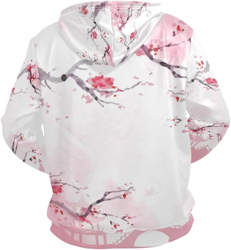 Vista 2 de Nander sudaderas con capucha japonesa flor de cerezo unisex con capucha