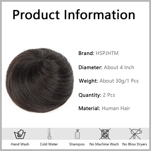 Vista 2 de Accesorio de moño de pelo negro, piezas de pelo desordenadas para Negro marrón(HB8066)