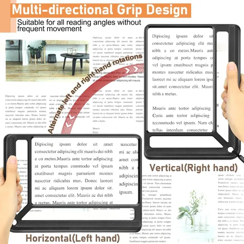 Vista 5 de AKKYCVS - Lupa de 5 aumentos de página completa para leer, lupa rectangular ligera proporciona una gran área de visualización de páginas de libros