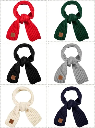 Vista 3 de SATINIOR 6 bufandas de invierno para niños, color sólido, bufandas de punto para niños y niñas