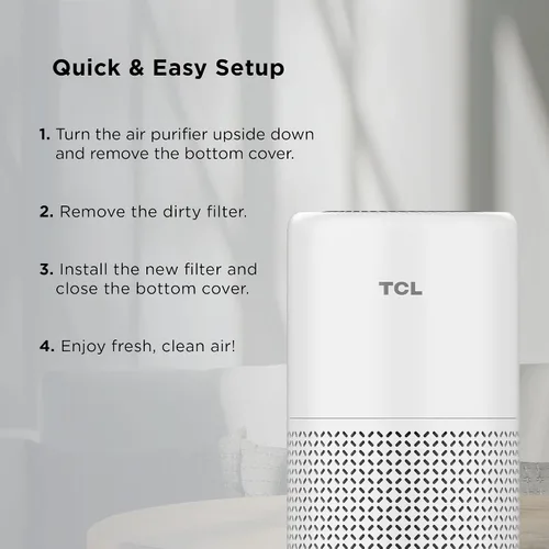 Vista 4 de TCL Filtro de repuesto para purificador de aire para Breeva A1 y A1W, reemplazo certificado, True HEPA (H13) elimina el 99.97% del polvo