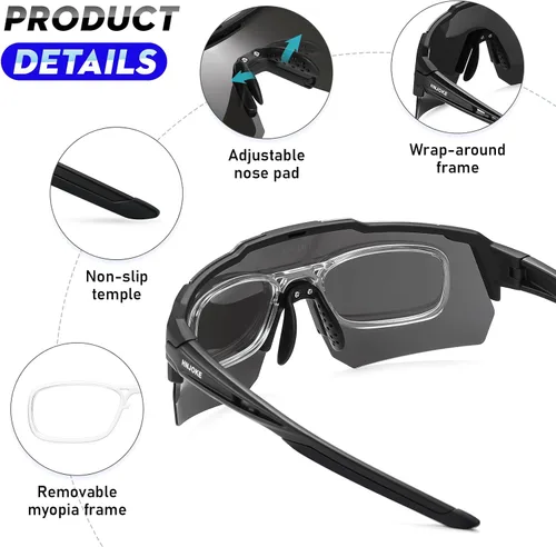 Vista 3 de Sports Polarized Sunglasses, UV 400 Protection Sun Glasses Women, Mens Glasses for Cycling Biking Running