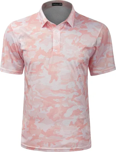 Vista 23 de TAPULCO Camisetas tipo polo de secado rápido para hombre, diseño de camuflaje, atléticas, ligeras, transpirables, casuales, para golf