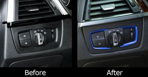 Vista 3 de iJDMTOY 2 interruptores de luz azul que rodean los adornos decorativos compatibles con BMW 2 3 4 Series X5 X6 (F22 F30 F31 F32 F33 F15 F16)