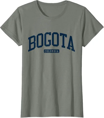 Vista 14 de Bogotá Colombia College University Style Camiseta azul marino, Blanco
