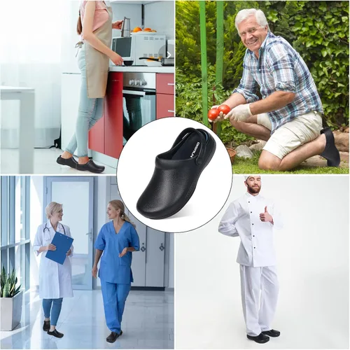 Vista 2 de Zuecos de chef antideslizantes para cocina, trabajo antideslizante