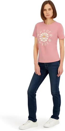 Vista 4 de Spyder Camiseta de manga corta con gráfico retro Sunset para mujer Rosa francesa