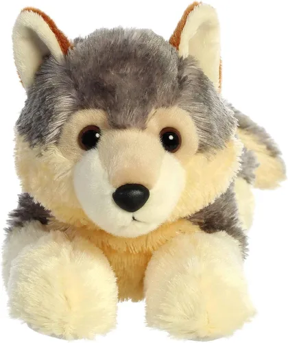 Vista 3 de Aurora® Adorable animal de peluche Grand Flopsie™ Wily Wolf, facilidad juguetona, compañeros atemporales, color gris, 16.5 pulgadas