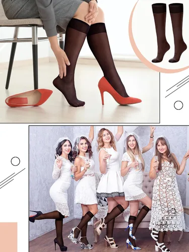 Vista 5 de 50 pares de medias altas de nailon para mujer con bolsa de maquillaje de PVC