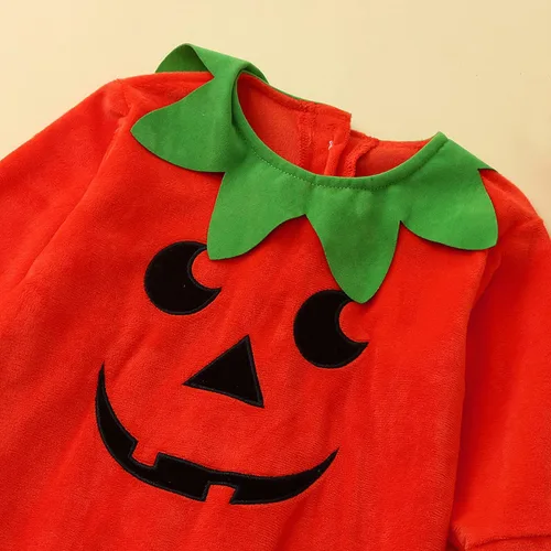Vista 5 de Mameluco para niños y niñas, diseño de calabaza, Halloween, traje de una pieza
