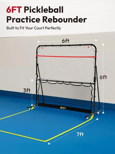 Vista 6 de A11N SPORTS Rebotador de pickleball con ángulos ajustables y ruedas de 360° – Rebotador de práctica para frente, atrás, dinks, voleas – Ideal