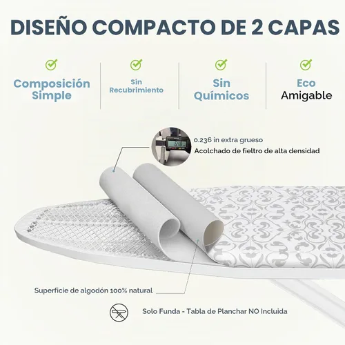 Vista 4 de UniSimp - Funda y almohadilla para tabla de planchar de 15 x 54 pulgadas Ceniza