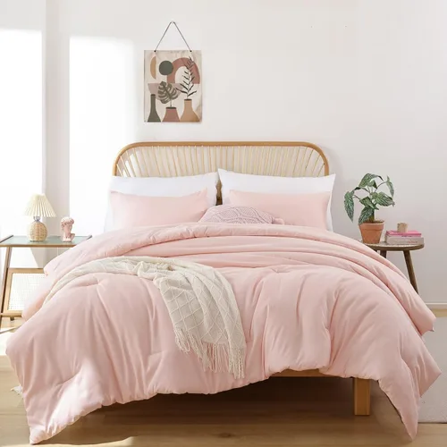 Vista 36 de Rosgonia Juego de edredón ligero, tamaño individual/individual XL para niñas, dormitorio universitario, niños, 1 edredón y 1 funda de almohada, Beige
