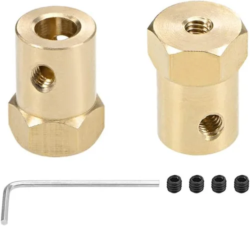 Vista 6 de uxcell Acoplador hexagonal de 0.118 in con motor de diámetro hexagonal de latón acoplamiento flexible para ruedas de automóvil, neumáticos, motor