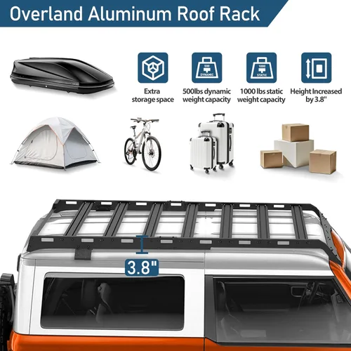 Vista 2 de u-Box Bronco Barras transversales de aluminio para Ford Bronco 2021-2026 con techo rígido de 2 puertas (excluye Bronco Sport), cesta de carga