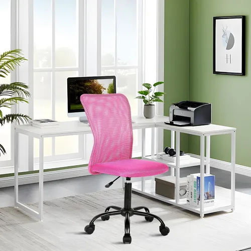 Vista 11 de Silla de oficina sin brazos, silla de oficina ergonómica de malla con respaldo alto con soporte lumbar, sillas de computadora, silla con ruedas