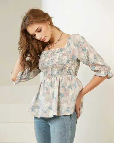 Vista 3 de noflik Blusa tipo babydoll con volantes y volantes para mujer