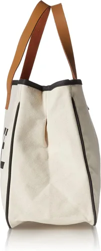 Vista 3 de Santa Barbara Design Studio Bolsa de mano Hold Everything Collection en blanco y negro 100% lona de algodón con asas de cuero auténtico, grande