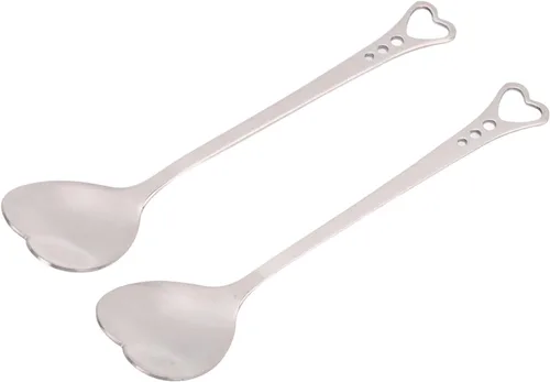 Vista 11 de Pssopp 2 cucharas de postre de café, diseño en forma de corazón, cuchara de metal para agitar, té, postre, bebidas, helado, Oro, Moderno