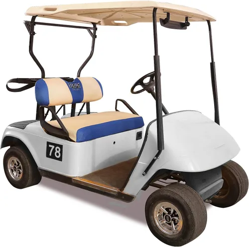 Vista 3 de 10L0L Fundas de asiento de carrito de golf para EZGO TXT RXV y Club Car DS 2000-up, tela de malla de aire transpirable lavable, color beige y azul