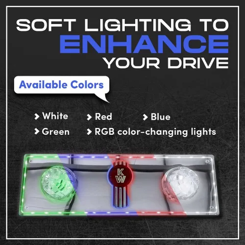 Vista 4 de Florida's Finest Customs compatible con luces de techo para dormitorio Kenworth (azul) Placa de luz de cúpula y acabado espejado Inserto