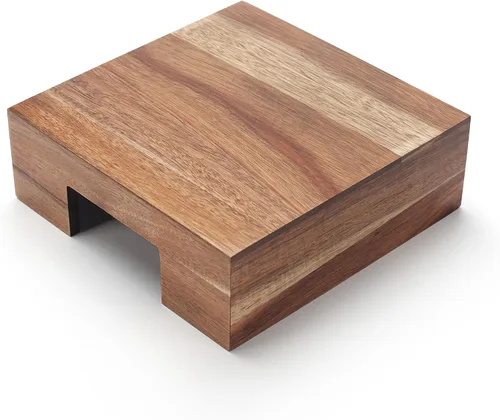 Vista 3 de Servilletero de madera cuadrado, soporte plano para servilletas, bandeja de madera para servilletas de almuerzo para cocina y baño