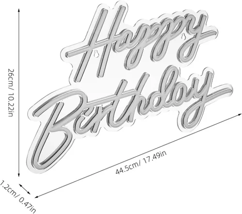 Vista 4 de Toddmomy Letrero de cumpleaños de neón de 17.51 x 10.23 pulgadas, alimentado por USB, letras LED iluminadas con luz blanca cálida para decoración