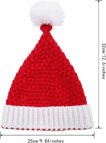 Vista 4 de Sumind 2 gorras de Navidad de punto rojo y blanco de Papá Noel