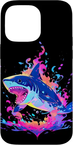 Vista 21 de iPhone 16 Colorful Shark, Spirit Animal, Multicolor Art, Case