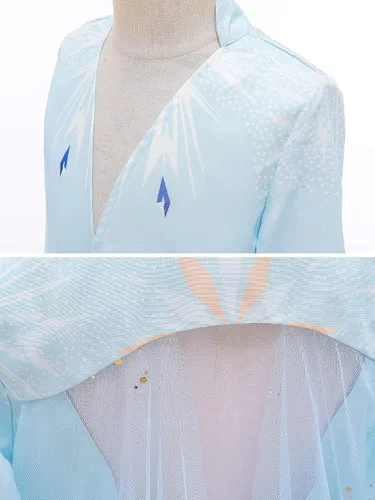 Vista 4 de LZH Vestido de princesa para niñas pequeñas trajes de manga larga accesorios