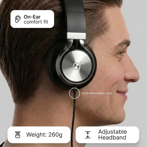 Vista 2 de Artix CL750 audífonos plegables con aislamiento de sonido, supraaurales, con cable, con micrófono y control de volumen, audífonos estéreo