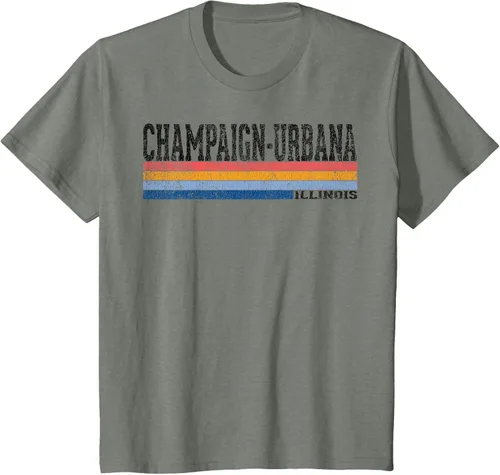 Vista 96 de clásico 1980s estilo champaign-urbana Illinois T Shirt, hombre 2XL, Blanco