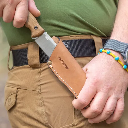 Vista 6 de BPSKNIVES HK4 CSH - Cuchillo de acero al carbono de hoja fija - Cuchillo de espiga completa con funda de cuero - Cuchillo táctico de supervivencia