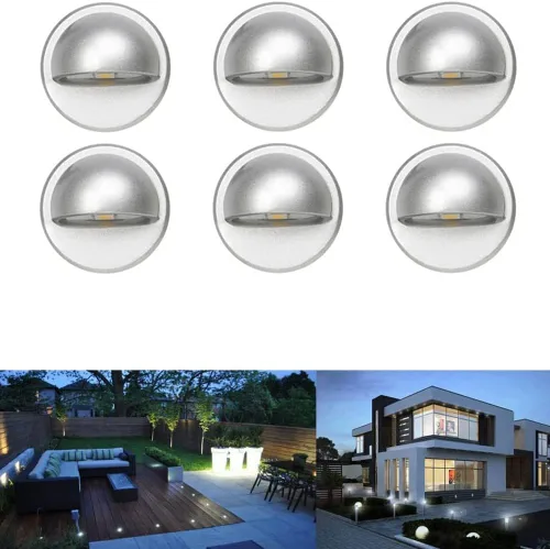Vista 13 de FVTLED juego de luces para escalera, bajo voltaje y resistente al agua IP65 para exteriores con forma de media luna 1-2/5 pulgadas. Luces LED