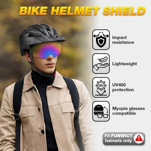 Vista 2 de Gafas de bicicleta magnéticas con casco, viseras solares extraíbles/desmontables para casco de bicicleta (Colorido)