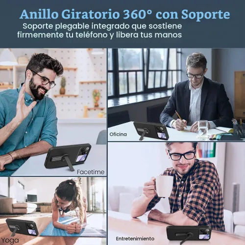 Vista 5 de Compatible con BLU Bold N4 Funda para teléfono, soporte oculto plegable giratorio de 360°, cubierta a prueba de golpes, funda protectora delgada