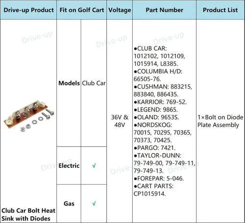 Vista 8 de DRIVE UP Club Car Bolt disipador de calor con diodos para 36 V 48 V carrito de golf Lester cargadores montaje disipador de calor, OEM 1015914