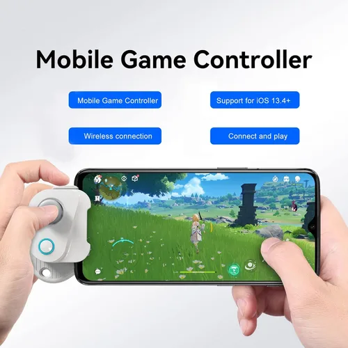 Vista 2 de Heayzoki Controlador de juegos móviles, controlador Bluetooth de joystick de juegos móviles, controlador de juegos Bluetooth unilateral recargable