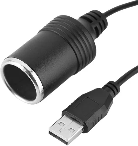 Vista 2 de USB A macho a 12 V para encendedor de cigarrillos de automóvil, cable convertidor de corriente hembra, apto para grabadora de conducción, perro