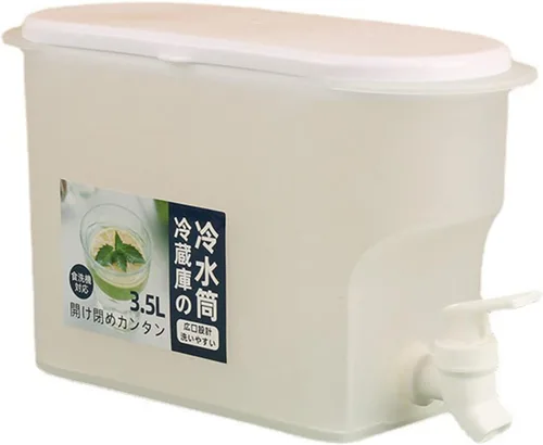 Vista 9 de Dispensador de bebidas de plástico, refrigerador de conservación sellada de PP de 3.5 L, recipiente de té de limonada de leche helada, hervidor