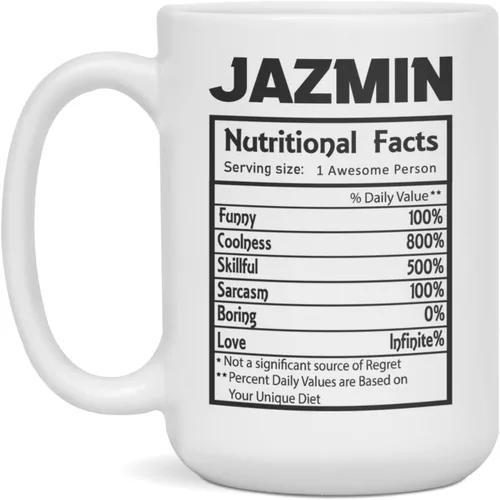 Vista 3 de Jazmin nutricional facts definition Funny - Taza de café, 11 onzas, color blanco