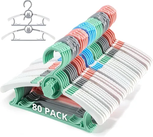 Vista 13 de Perchas ajustables para bebé, extensibles y apilables, perchas de plástico antideslizante de 11 a 14 pulgadas, perchas para niños pequeños