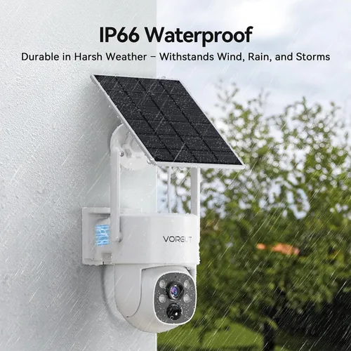 Vista 8 de Cámaras de seguridad solares inalámbricas para exteriores con monitor de 10 pulgadas, sistema de cámara solar 2K de 4 piezas, PTZ de 360°, visión
