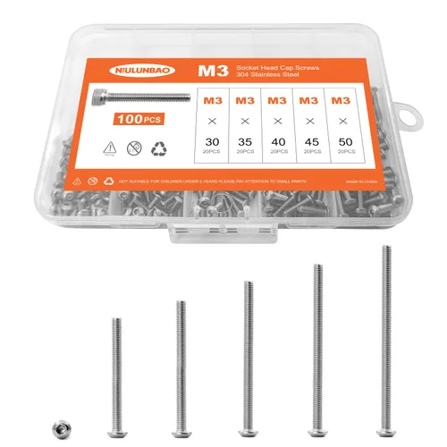 Vista 13 de Tornillos de cabeza de botón M3 x 4 mm, 6 mm, 8 mm, 10 mm, 12 mm, tornillos de cabeza de botón, acero inoxidable 304, totalmente roscado, unidad