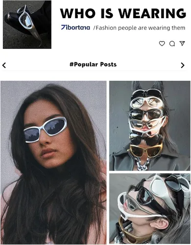Vista 7 de Tibortana Gafas de sol polarizadas envolventes Y2k para hombres y mujeres, modernas, ovaladas, oscuras, futuristas