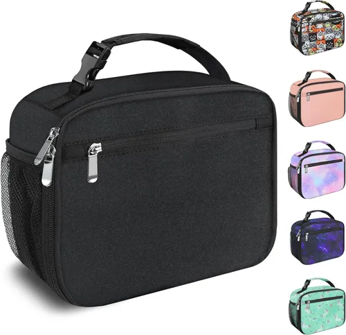 Vista 10 de Lonchera para niños y niñas, bolsa de almuerzo aislada y duradera, lonchera para niños con astronauta para la escuela