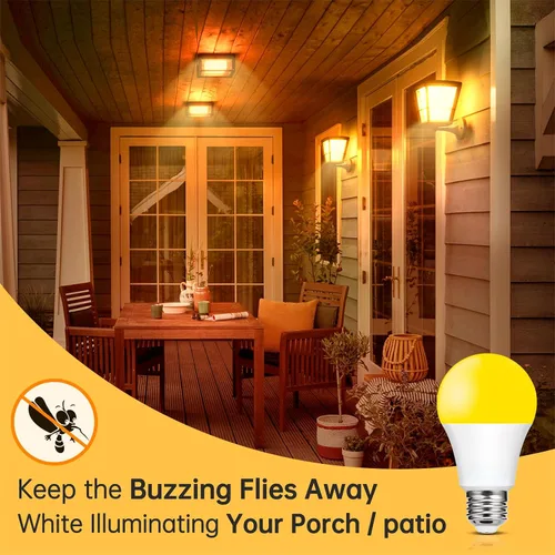 Vista 4 de Bombillas LED amarillas para exteriores, 9 W (equivalente a 60 W) ámbar 2000 K para exteriores, patio trasero, porche, dormitorio, no regulable,