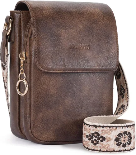 Vista 13 de APHISON Bolsos cruzados pequeños para mujer, a la moda, cartera de cuero para teléfono, monederos para tarjetas, ranuras para tarjetas con correa